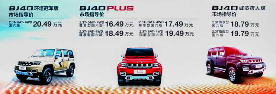 北京越野BJ40全系正式上市 售价16.49万元起