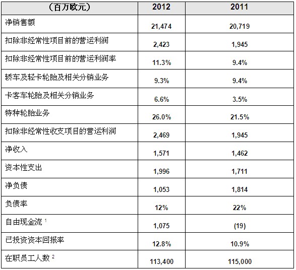 米其林集团公布2012年度财务报告