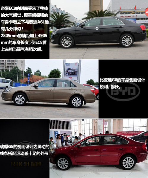 自主中级车三雄对决 全新EC8对比G6、G5