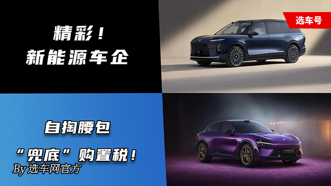 精彩！新能源车企自掏腰包 “兜底” 购置税！