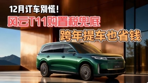 12月訂車別慌!風云T11購置稅兜底,跨年提車也省錢