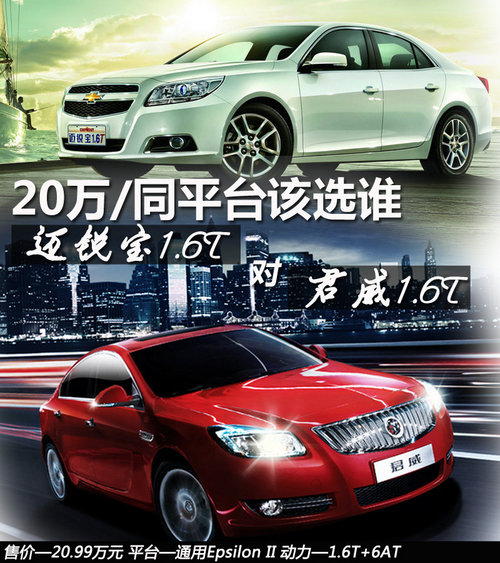 20万/1.6T/同平台 别克君威对比迈锐宝