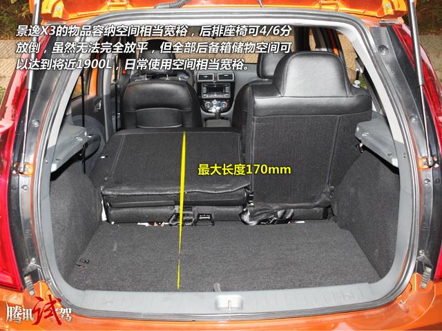 后排座椅可4/6分放倒,虽然无法完全放平,但全部后备箱储物空间可以