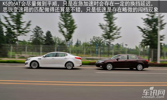 比亚迪思锐/起亚K5对比测试 挑战
